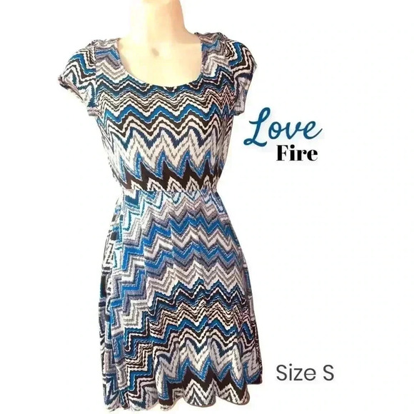 Love, Fire Patterned Open-
back Mini Dress - Picture 1 of 15